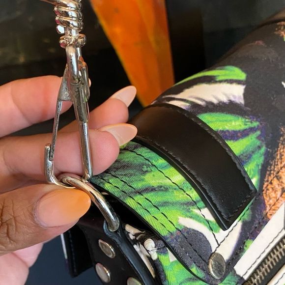 Proenza Schouler PS1 Tropical Print Nylon Pouch Crossbody Bag Ecru Multi Flawed - Picture 14 of 16